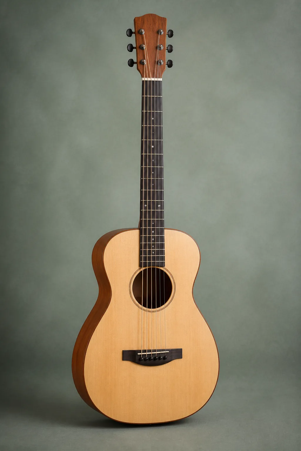 Travel-size acoustic guitar for portable practice